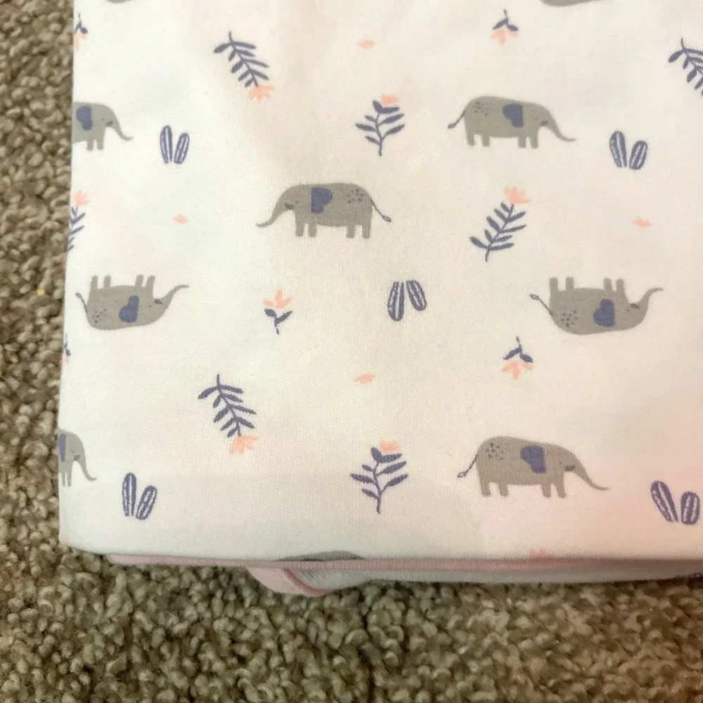 Carters Just One You Pink White Elephant‎ Cotton Baby Receiving Blanket Flower